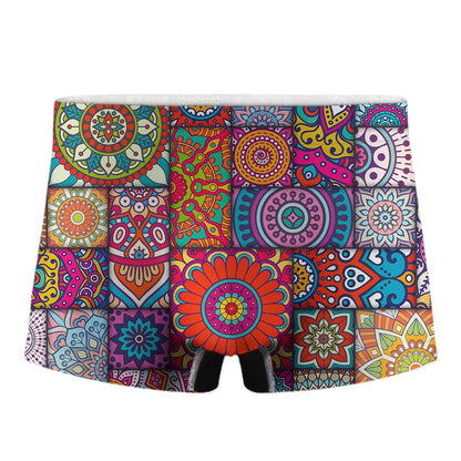 Square Bohemian Mandala Patchwork Print Men's Boxer Briefs