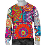 Square Bohemian Mandala Patchwork Print Men's Crewneck Sweatshirt GearFrost
