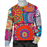 Square Bohemian Mandala Patchwork Print Men's Crewneck Sweatshirt GearFrost