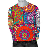 Square Bohemian Mandala Patchwork Print Men's Crewneck Sweatshirt GearFrost