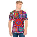 Square Bohemian Mandala Patchwork Print Men's T-Shirt