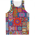 Square Bohemian Mandala Patchwork Print Men's Tank Top