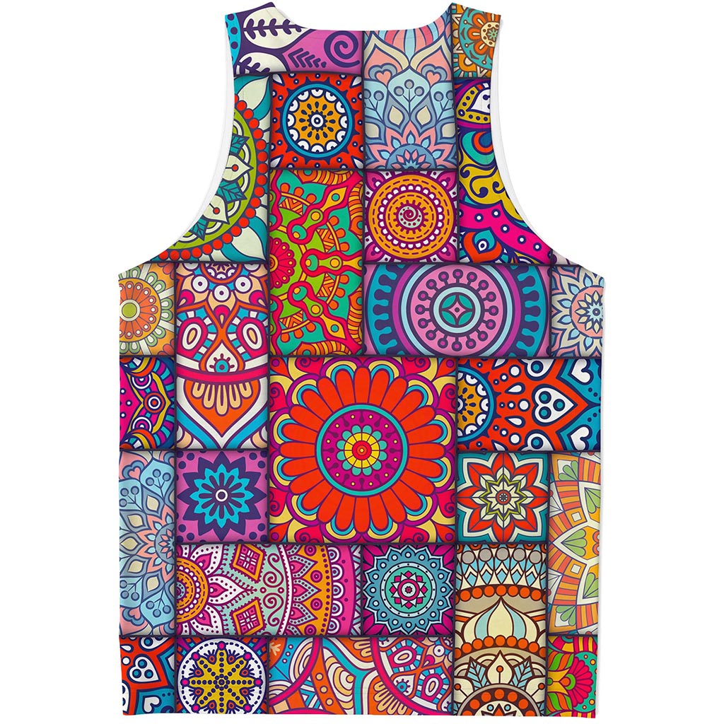 Square Bohemian Mandala Patchwork Print Men's Tank Top