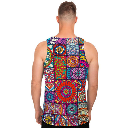 Square Bohemian Mandala Patchwork Print Men's Tank Top