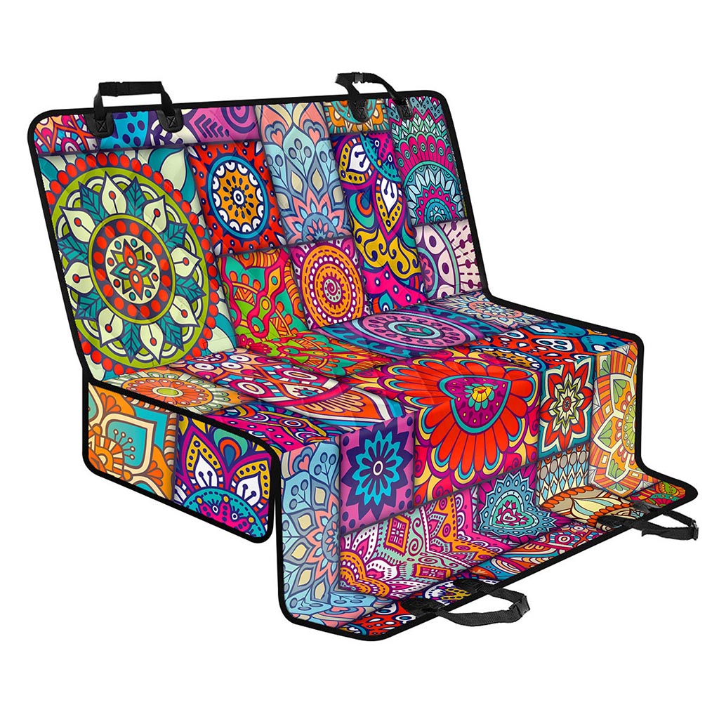 Square Bohemian Mandala Patchwork Print Pet Car Back Seat Cover