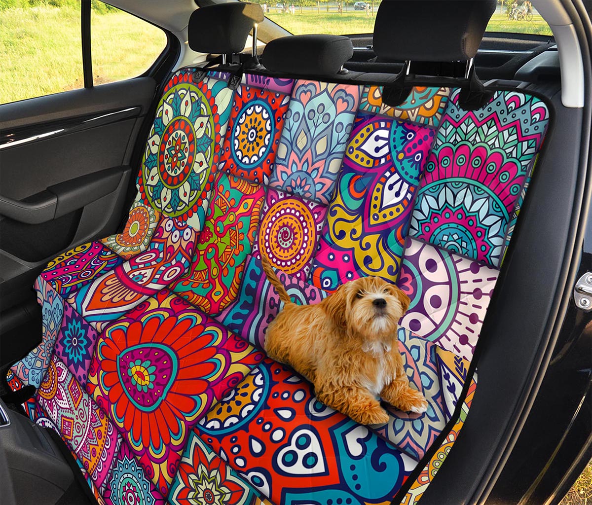 Square Bohemian Mandala Patchwork Print Pet Car Back Seat Cover