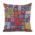 Square Bohemian Mandala Patchwork Print Pillow Cover