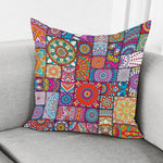 Square Bohemian Mandala Patchwork Print Pillow Cover