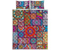Square Bohemian Mandala Patchwork Print Quilt Bed Set