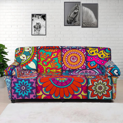 Square Bohemian Mandala Patchwork Print Sofa Cover