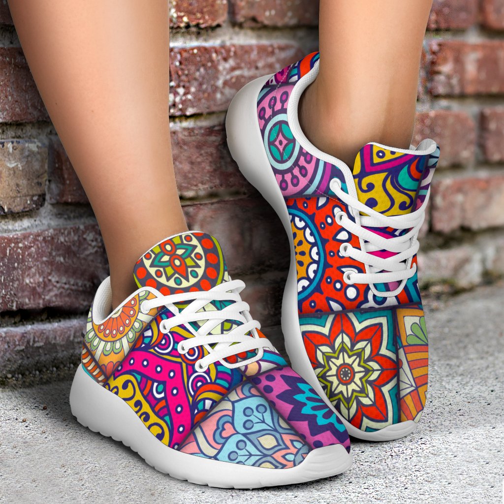 Square Bohemian Mandala Patchwork Print Sport Shoes GearFrost