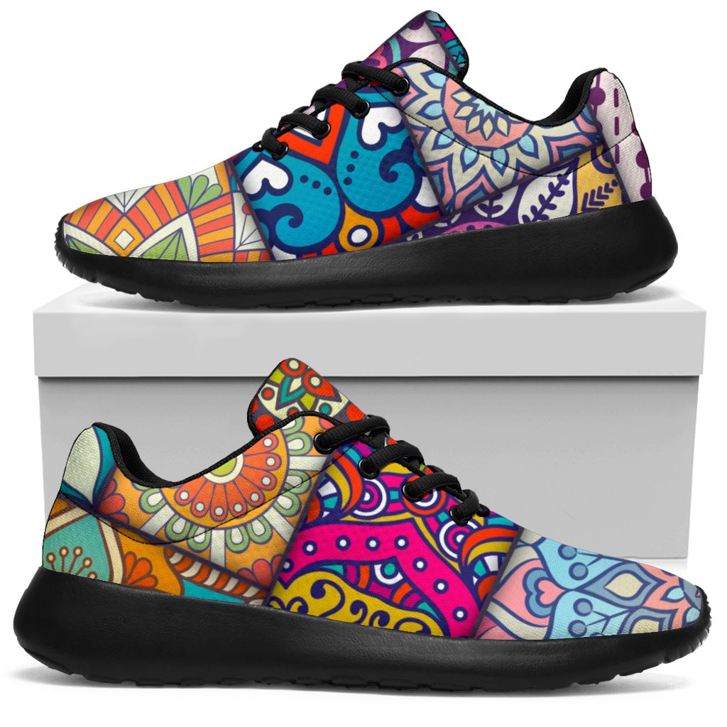 Square Bohemian Mandala Patchwork Print Sport Shoes GearFrost