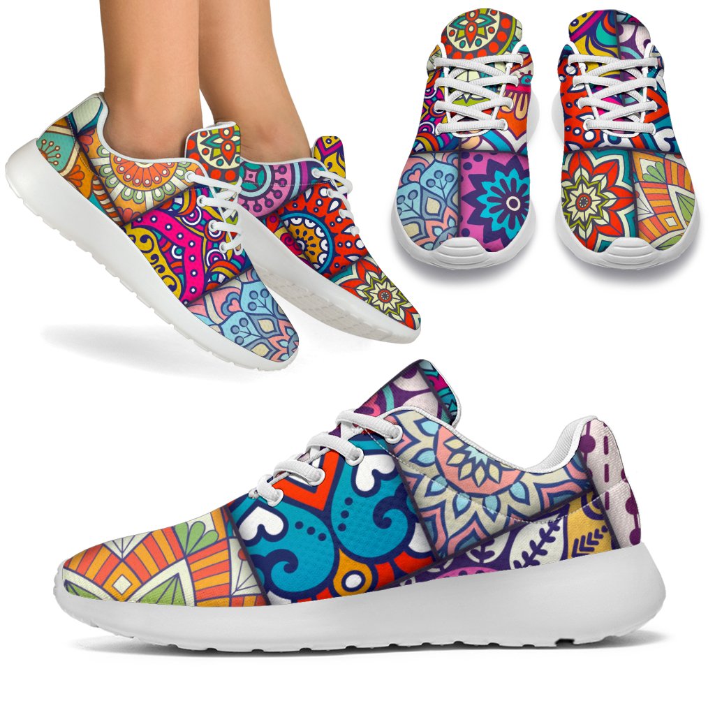 Square Bohemian Mandala Patchwork Print Sport Shoes GearFrost