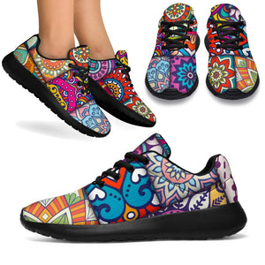 Square Bohemian Mandala Patchwork Print Sport Shoes GearFrost