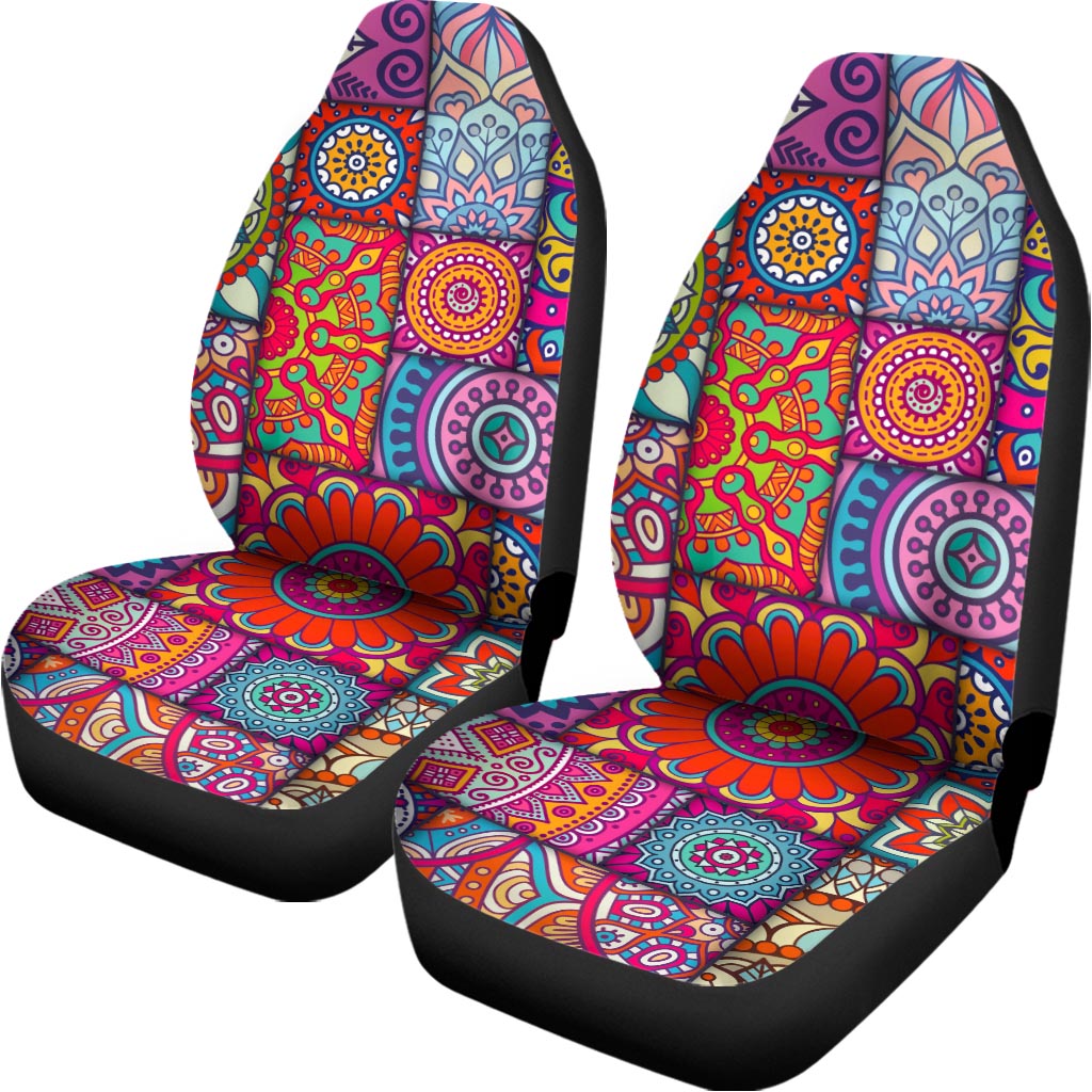 Square Bohemian Mandala Patchwork Print Universal Fit Car Seat Covers