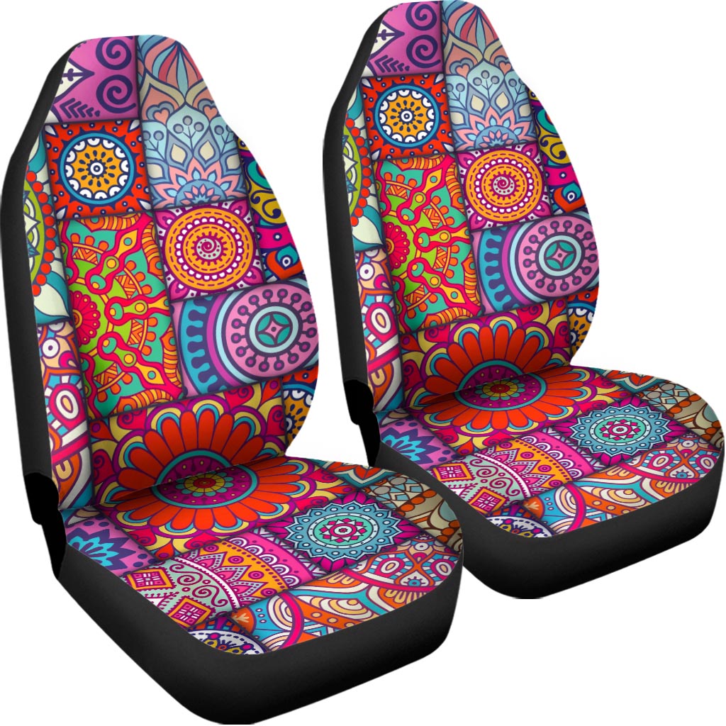 Square Bohemian Mandala Patchwork Print Universal Fit Car Seat Covers