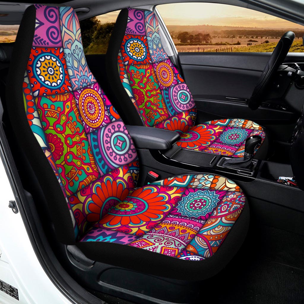 Square Bohemian Mandala Patchwork Print Universal Fit Car Seat Covers