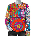 Square Bohemian Mandala Patchwork Print Women's Crewneck Sweatshirt GearFrost