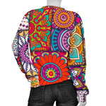 Square Bohemian Mandala Patchwork Print Women's Crewneck Sweatshirt GearFrost