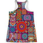 Square Bohemian Mandala Patchwork Print Women's Racerback Tank Top