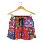 Square Bohemian Mandala Patchwork Print Women's Shorts