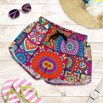 Square Bohemian Mandala Patchwork Print Women's Shorts