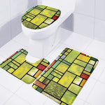 Square Stained Glass Mosaic Print 3 Piece Bath Mat Set