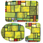 Square Stained Glass Mosaic Print 3 Piece Bath Mat Set