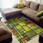 Square Stained Glass Mosaic Print Area Rug