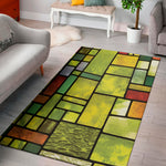 Square Stained Glass Mosaic Print Area Rug