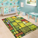 Square Stained Glass Mosaic Print Area Rug