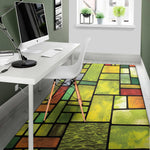 Square Stained Glass Mosaic Print Area Rug