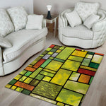 Square Stained Glass Mosaic Print Area Rug