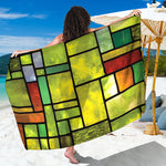 Square Stained Glass Mosaic Print Beach Sarong Wrap