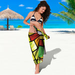 Square Stained Glass Mosaic Print Beach Sarong Wrap