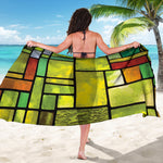 Square Stained Glass Mosaic Print Beach Sarong Wrap