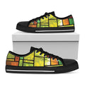 Square Stained Glass Mosaic Print Black Low Top Sneakers