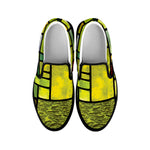 Square Stained Glass Mosaic Print Black Slip On Shoes