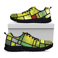Square Stained Glass Mosaic Print Black Running Shoes
