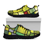 Square Stained Glass Mosaic Print Black Sneakers