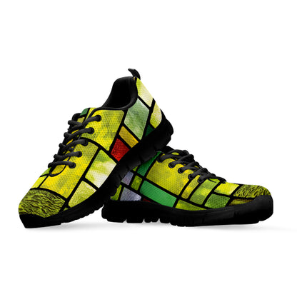 Square Stained Glass Mosaic Print Black Sneakers