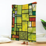 Square Stained Glass Mosaic Print Blanket