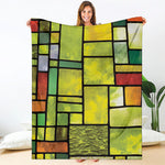 Square Stained Glass Mosaic Print Blanket