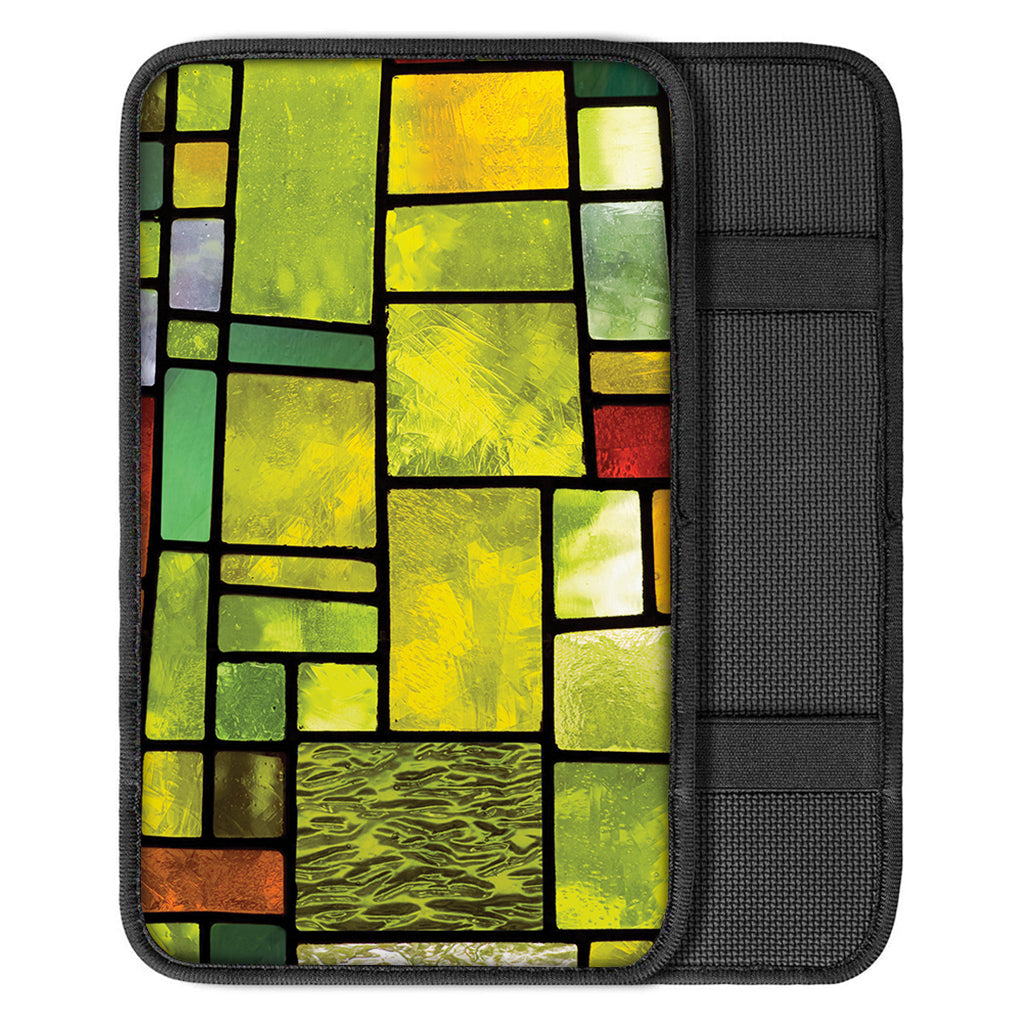 Square Stained Glass Mosaic Print Car Center Console Cover