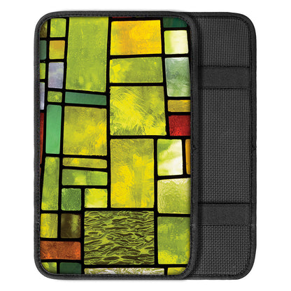 Square Stained Glass Mosaic Print Car Center Console Cover