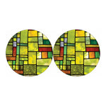 Square Stained Glass Mosaic Print Car Coasters