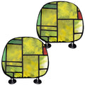 Square Stained Glass Mosaic Print Car Headrest Covers