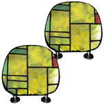 Square Stained Glass Mosaic Print Car Headrest Covers