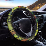 Square Stained Glass Mosaic Print Car Steering Wheel Cover