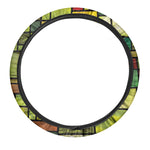 Square Stained Glass Mosaic Print Car Steering Wheel Cover